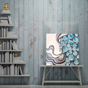 fille de l'eau posée fond bois